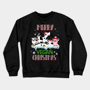 Cute Animals Merry Vegan Christmas Crewneck Sweatshirt